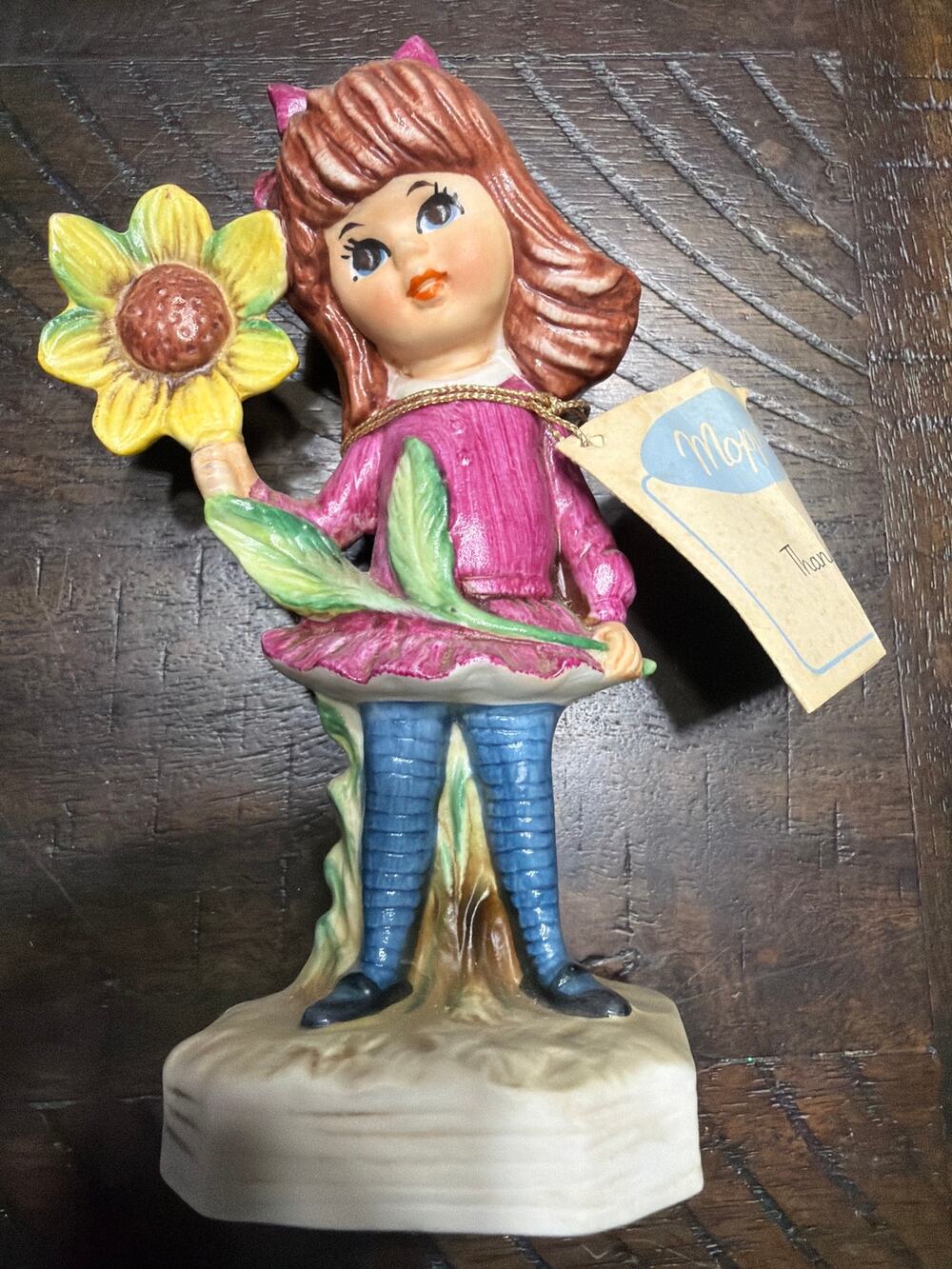 Vintage 1973 Fran Mar Moppets Gorham Girl Sunflower Figurine Japan w Tag